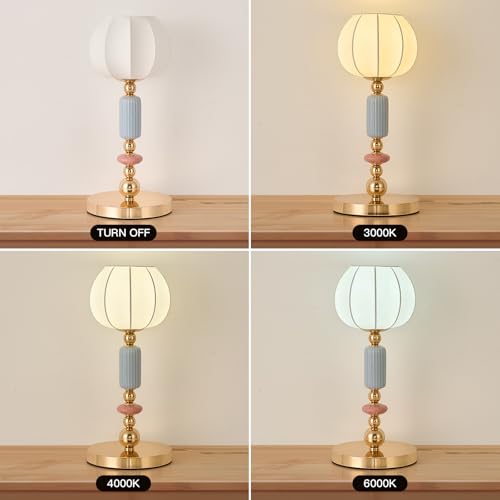Modern Imitated Silk Table Lamp Plug in Metal Base Desk Light with Plug Cord Switch for Bedroom Bedside Living Room