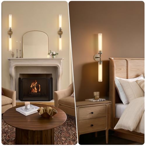 30" 2 Lights Hardwired Frosted Glass Bathroom Wall Sconces