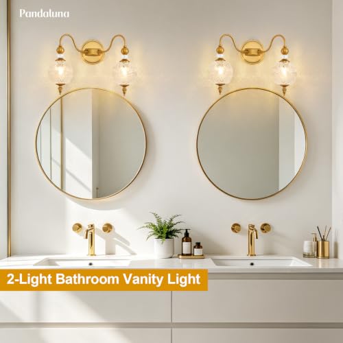 Vintage 2 Light Bathroom Vanity Light Over Mirror (Antique Gold & Clear / 2-Light)