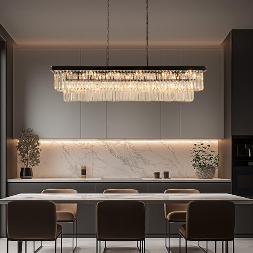 Black Crystal Chandeliers for Dining Room