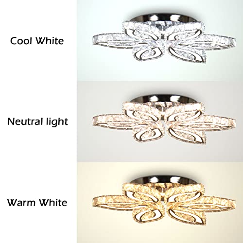 20" Crystal Flower Flush Mount Ceiling Light