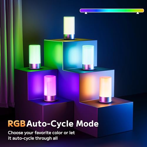 Table Lamp Bedside Touch Control Lamp for Bedroom 3 Level Dimmable Warm White Lights with 256 RGB Color Mode Modern Deisgn Smart Nightstand Desktop LED Lamps Portable for Read
