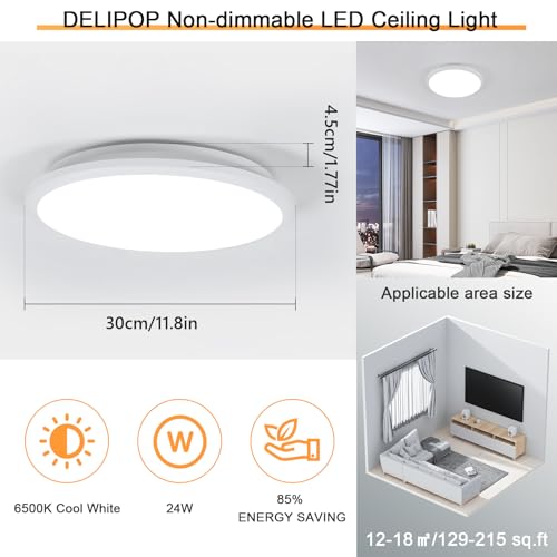 6 Pack 12 Inch LED Flush Mount Ceiling Light (6 Count)