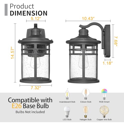 Dusk to Dawn Outdoor Porch Wall Light