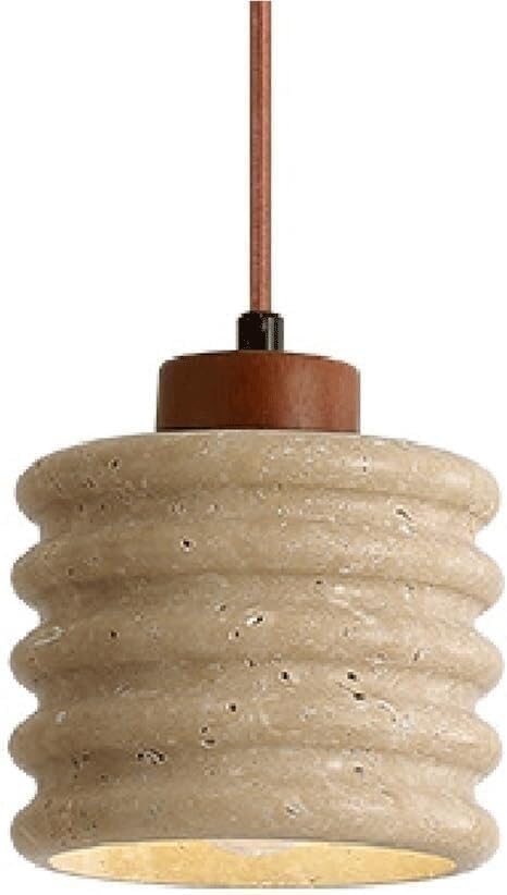 4.7" Nordic Wabi Sabi Textured Marble Pendant Light, E27 Adjustable Modern Hanging Lamp, with Solid Wood Accent for Bedside Kitchen Island Dining Room