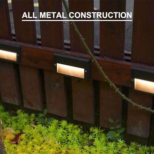 Low Voltage Step Lights Kits 5.5 Inch Outdoor 12V AC Landscape Stair Lights Wired 8PK 3W LED Electric Outdoor Deck Lighting Black Metal 49 Lumens 3000K Warm White with Cable Connectors
