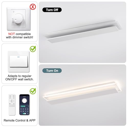Modern LED Ceiling Light 60W White Hallway Light Fixtures 4000K Aluminum Long Flush Mount LED Ceiling Lamp for Hallway