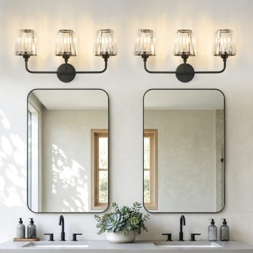 Modern Bathroom Light Fixtures (Matte Black / 3 Light)