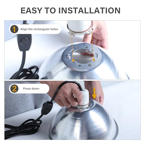 10.5 Inch 1 Pack Clamp Lamp Light with Aluminum Reflector and Ceramic Base