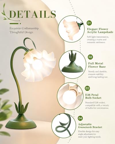 Flower Table Lamp Cute Desk Lamp for Bedroom Home Decor