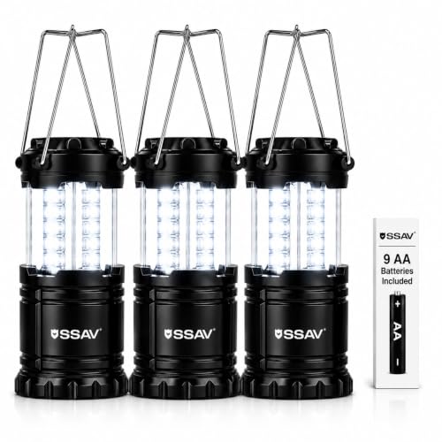 3 Pack Battery Powered LED Lanterns with Batteries for Each Lantern (3 Count)