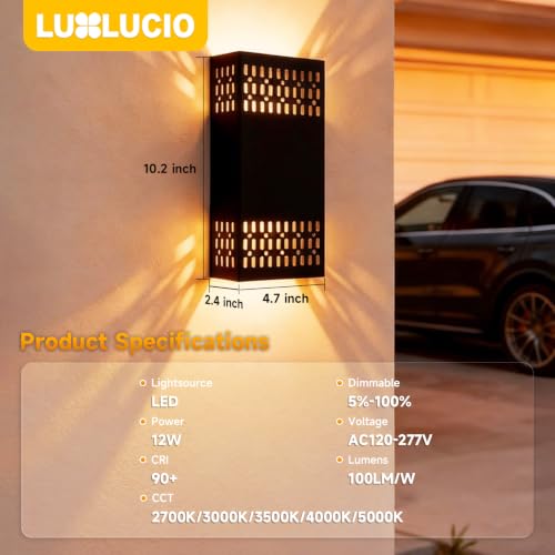 10.2" Black Indoor Outdoor Hardwired Modern LED Wall Sconce (Black - Cutout Design / 1 pack)