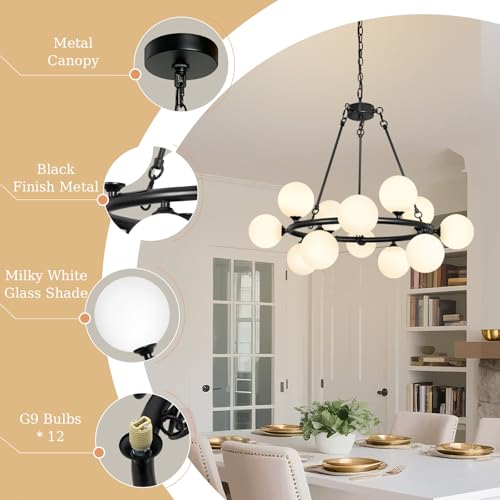 Sputnik Chandeliers Modern Wagon Wheel Light Fixture for Dining Room 32''