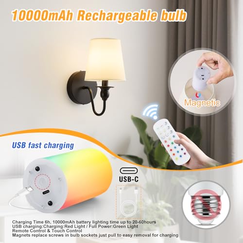 Battery Operated Wall Sconce Set of 2 (2 Count)