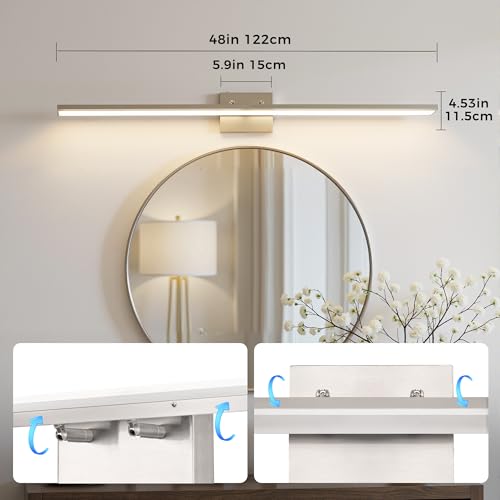 48 Inch Vanity Light Bar Over Mirror Nickel 5CCT Remote Control