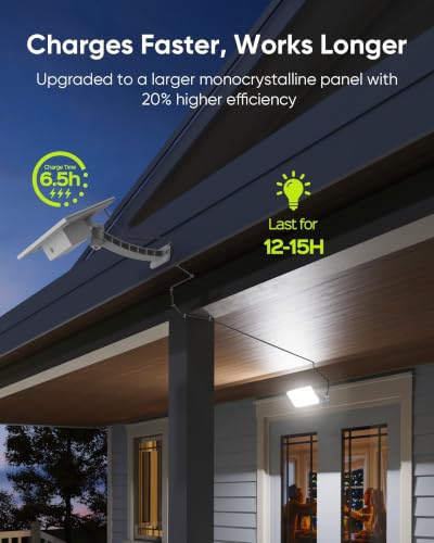 Solar Dusk to Dawn Light Outdoor 1000 Lumens 299 LED White 1 Pack