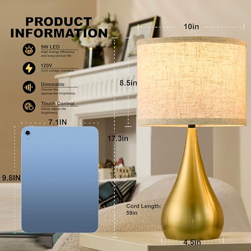 18.1'' Modern Touch Gold Table Lamp Set of 2 with 3 Way Dimmable (2 Count)