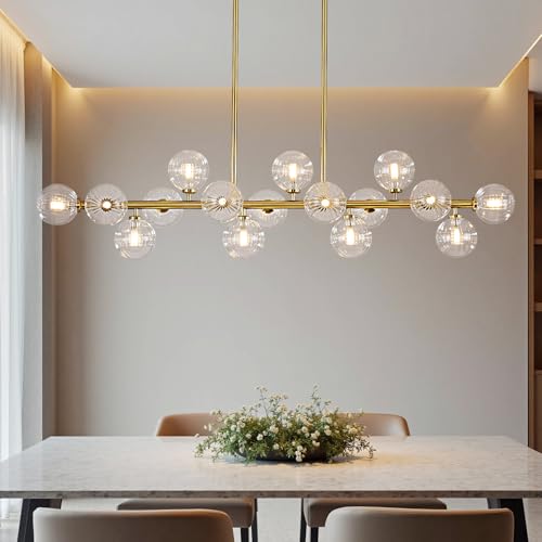 55" Long Brass Gold Chandeliers for Dining Room Kitchen Island