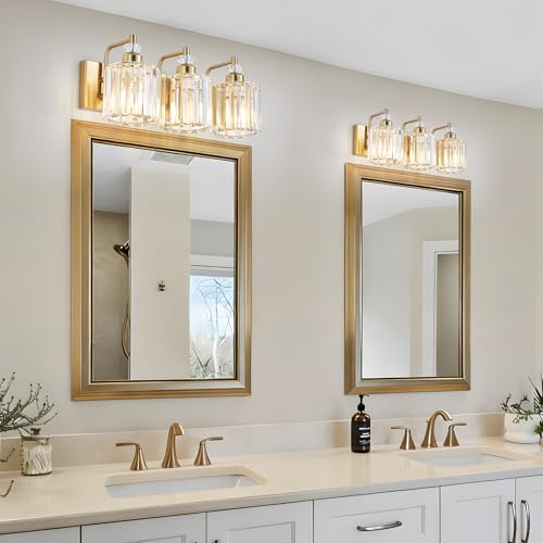 3 Light Modern Gold Bathroom Vanity Lights Brushed Brass Lighting Fixtures Over Mirror