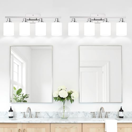 4 Light Vanity Light with Milky White Shades