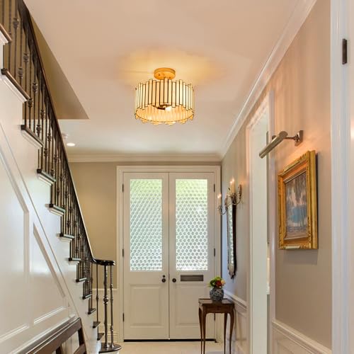 Gold Ceiling Light Fixture Drum Shape