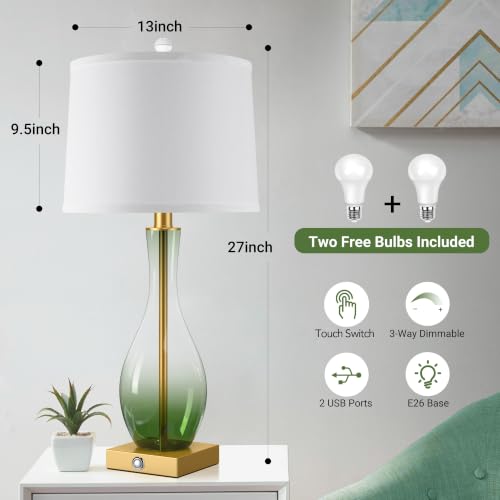 27" Glass Table Lamps Set of 2 (2 Count)