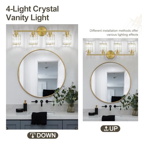 Modern Gold Crystal Bathroom Light Fixtures