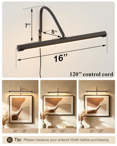 Plug in Picture Light for Wall (Black / 16 Inch)