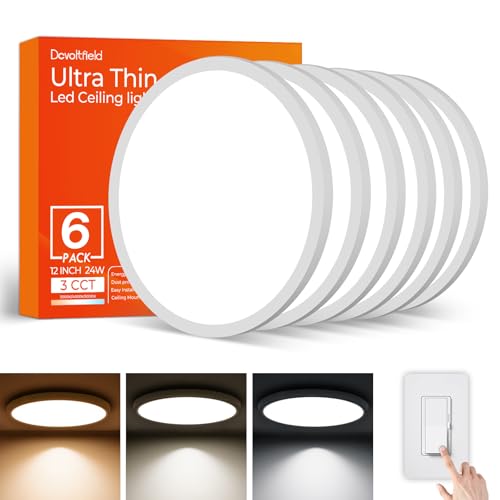 12 Inch White LED Flush Mount Ceiling Light Fixture (6 Count)