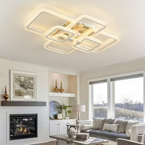 White 6 Square Acrylic LED Flush Mount Ceiling Light
