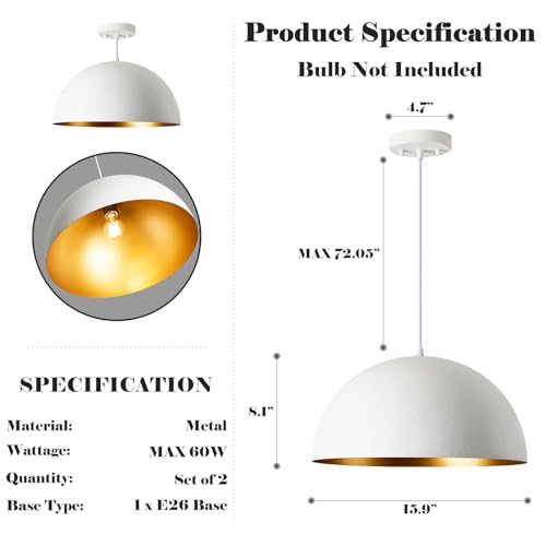 16" Large Dome Pendant Light (2 Count)