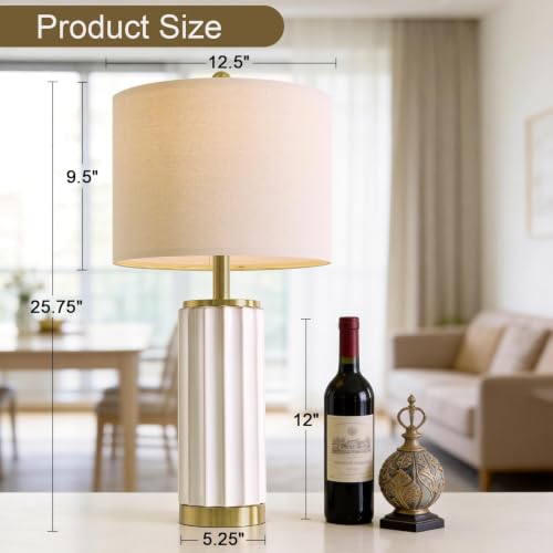 25.75" Off White Ceramic Table Lamp Set of 2 (2 Count)