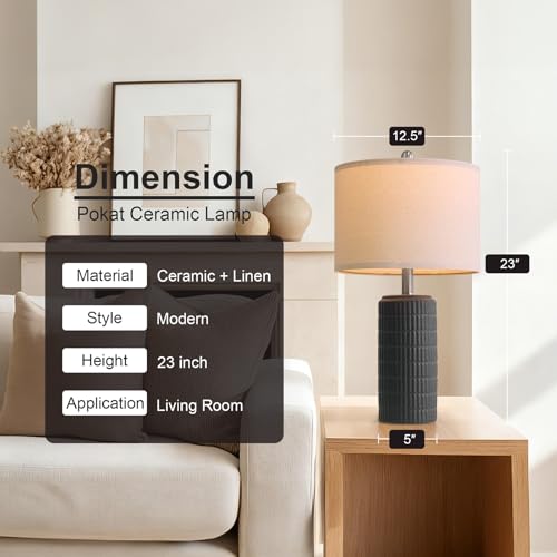 23" Matte Textured Ceramic Table Lamps Set of 2 for Bedroom (2 Count)
