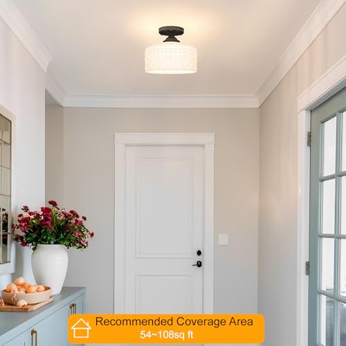 Artistic Black Handcrafted Semi Flush Mount Ceiling Light