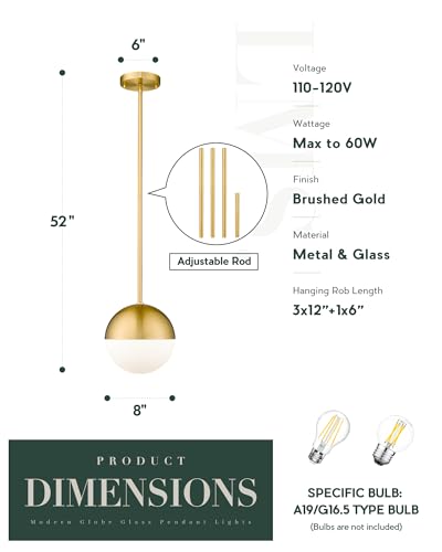 2 Pack Brushed Gold Pendant Lights (2 Count)