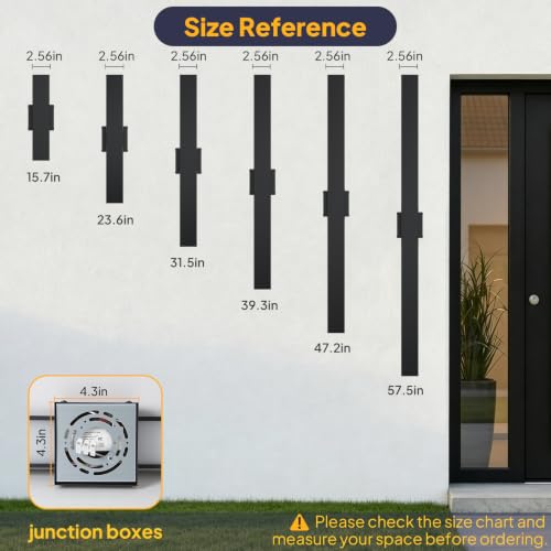 2 Pack 23.6in Modern Black Outdoor Wall Lights (23.6in)