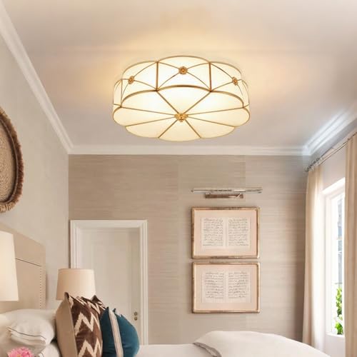 24 in Brass Flush Mount Ceiling Light for Living Room Bedroom