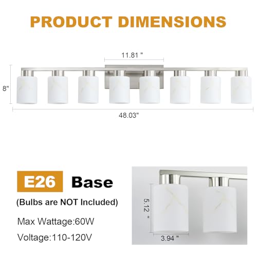 8 Light Bathroom Light Fixtures (8 Count)