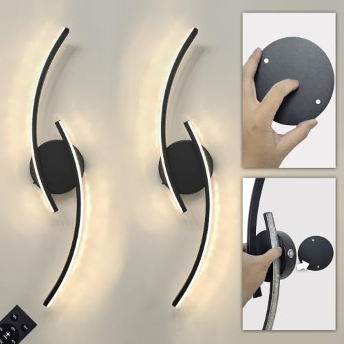 Peel and Stick Rechargeable Wall Sconces with Crystal Light Effect Set of 2