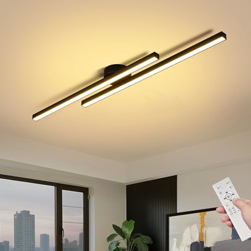 Black Modern LED Ceiling Light Fixtures with Remote