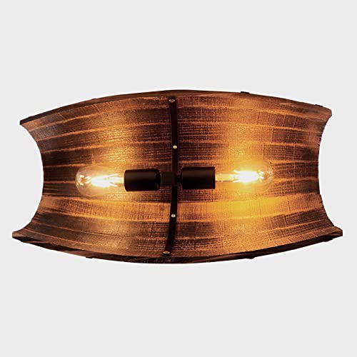 Antique Wood Wine Barrel Pendant Light