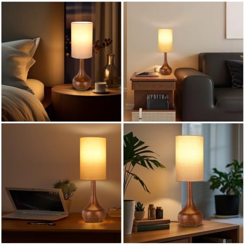 Mid Century Modern Walnut Wood Grain Table Lamp
