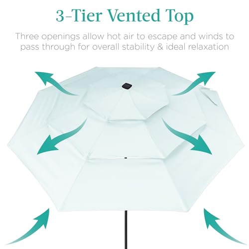 10ft 3 Tier Solar Patio Umbrella