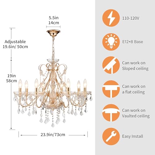 Saint Mossi Gold Crystal Chandelier for Dining Room