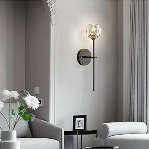 Postmodern K9 Crystal Wall Lamp Simple Modern Creative Wall Sconces Black Finish Plus Long Diamond Wall Lighting Fixtures for Living Room Dining Room Corridor Bedroom