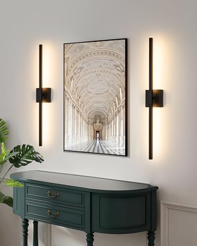 Black Battery Operated Wall Sconce with Remote Control 36 Inch