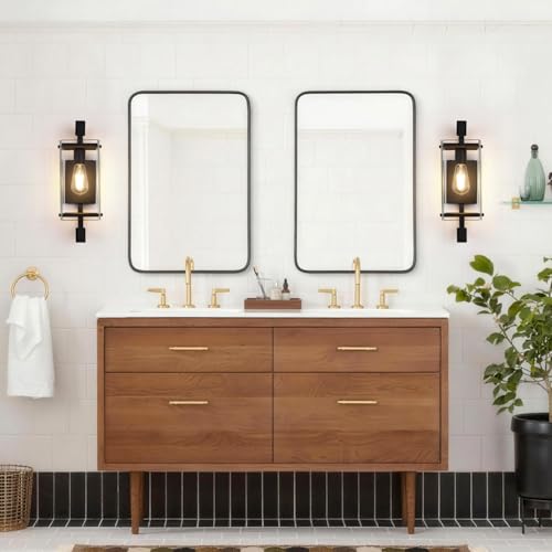 Modern Black Glass Wall Sconce with Super Clear Tempered Glass