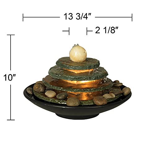 Pyramid 10" High Feng Shui Ball Lighted Table Indoor Small Fountain