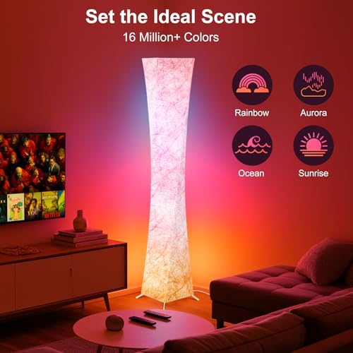Floor Lamp 61'' Smart RGB LED Corner Lamp with Music Sync and 16 Million DIY Colors