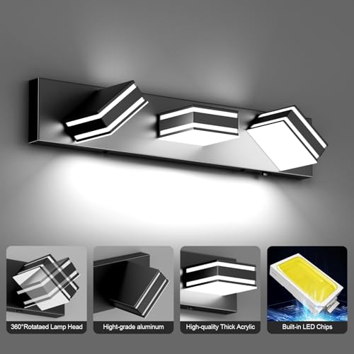 24inch Black Bathroom Vanity Lights with 5 Color Temperatures